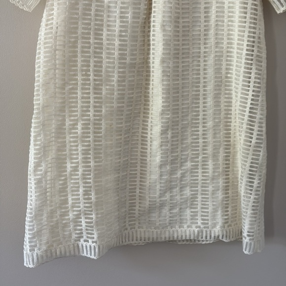 Maeve Anthropologie Cream Overlay Weave Dress Short Sleeve Size M - Picture 5 of 14